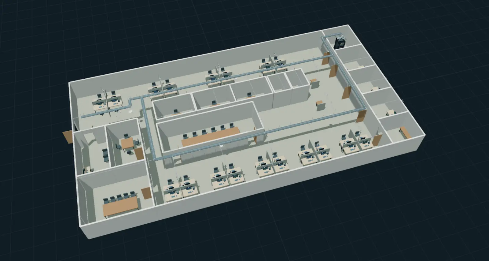 Network Studio, a custom AI engineering tool, showing a building drawing raised into 3D